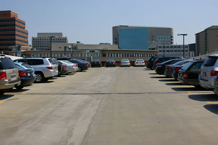 Behtesda Ave garage at ramp to top floor around 12:30 pm.