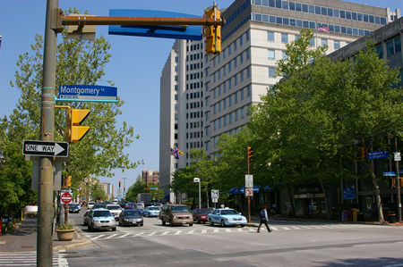 Wisconsin Ave. looking north from Montgomery Lane.