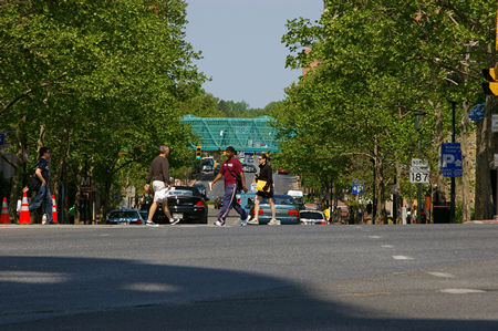 View of pedestrian bridge over Old Georgetown Road from Wisconsin Ave.