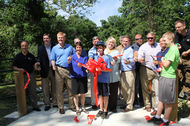 Ribbon cutting to celebrate opening of the Pohick Stream Valley - Burke VRE Trail on June 2, 2012.