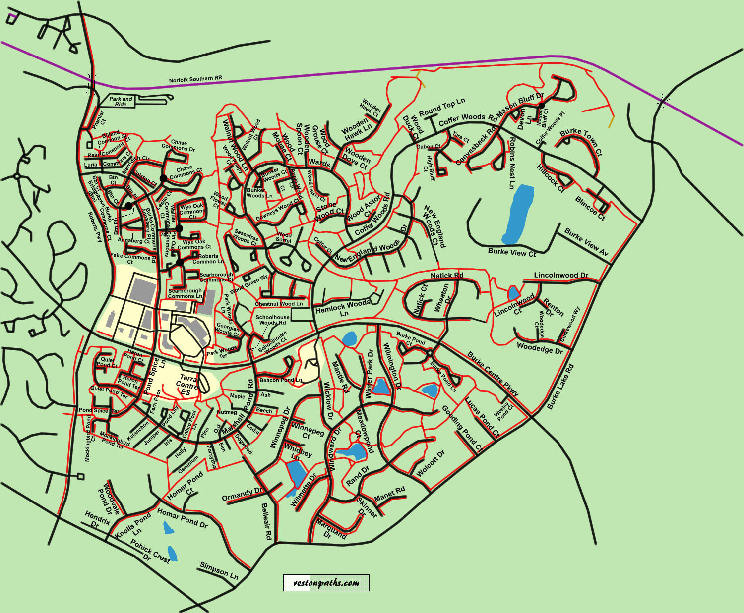 Burke Centre Area Trail Map - Eastern portion