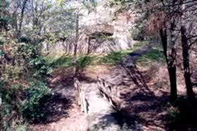 The trail turns to the left at the intersection with Burke Centre Pwy. After making that turn take the intersecting trail to the right up the hill next to Burke Centre Pwy.