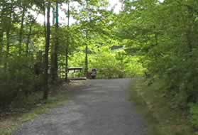 The trail turns to the right as it reaches a tot lot on the left.