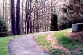 After a short distance turn left onto the asphalt path between the homes.