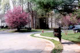 Take the sidewalk to the right at the circle.