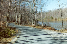 Shortly after the dam the trail is paved.