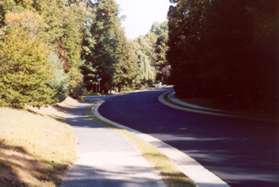 This is a view of the trail approaching Brass Lantern Ct along North Village Rd.