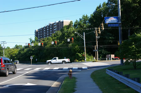 The trail route crosses Rt. 50. Pickett Road becomes Blake Lane on the other side of Rt. 50.