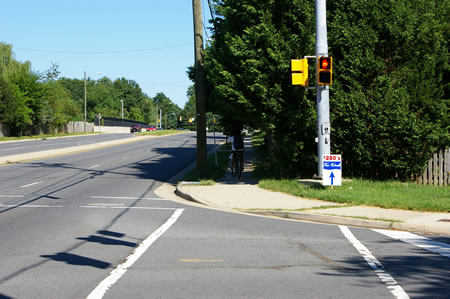 The trail crosses Five Oaks Rd.