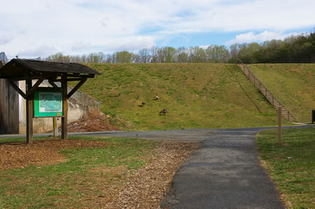 This section ends at the Lake Accotink dam. Turn right onto the asphalt trail next to the lake to continue on the next section.