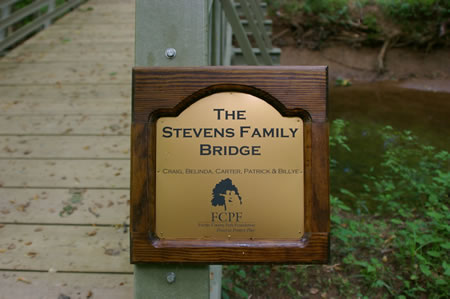 You are crossing "The Stevens Family Bridge".