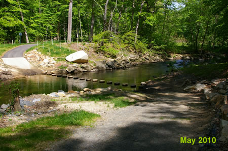 The trail crosses the creek.