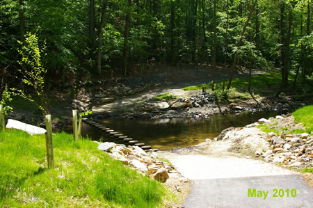 The trail crosses the creek.