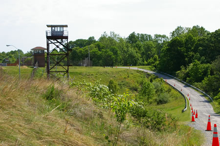 The perimeter road crosses a gully.