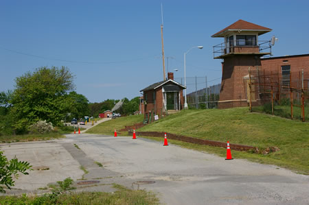 The perimeter road passes another watchtower.