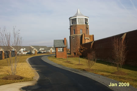 The trail turns right at the watch tower.