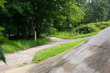 After passing under Braddock Rd. the trail turns right for a few feet, then turns left to leave that road.