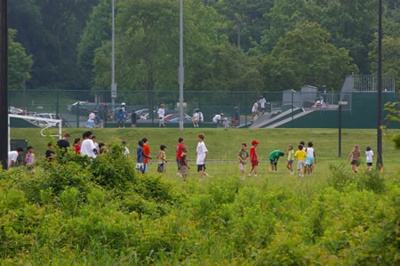 To the right you may see action at the soccer field. Behind that is a skateboard park.