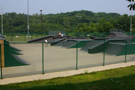 The skateboard ramps shold be on your right.