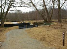 The trail turns left to follow Browns Mill Road.