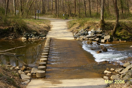 The path crosses Difficult Run on columns.