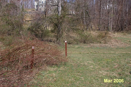 Turn left at the marker to join the horse trail as they head into the woods.