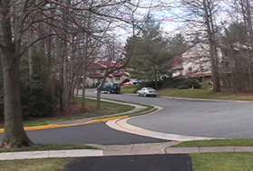 The trail reaches Middle Creek Ln at the end of Glade Bank Way.  Take the sidewalk up the hill on the left side of Glade Bank Way.