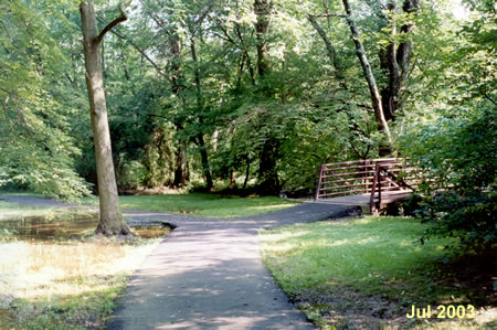 This is the bridge that was destroyed by flooding. It was here when Robert Hannsen was using the park to pass secrets.