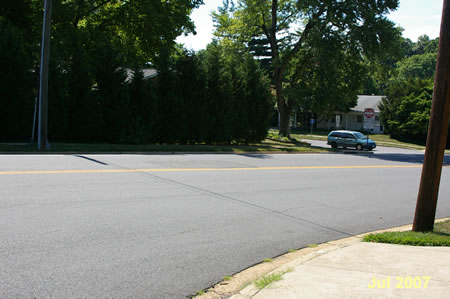 At the end of Foxstone Dr. cross Creek Crossing Rd and turn right onto the sidewalk along that road.