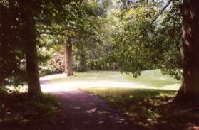 The path re-enters the golf course area.