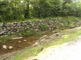The stone wall shown here protected the canal bed.