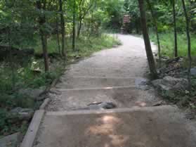 There are steps on the trail making it unsuitable for wheelchairs.