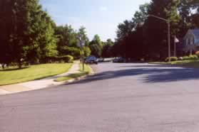 The path crosses Cheviot Dr.  Continue straight on the other side along Coat Ridge Rd.