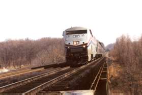 Amtrak's Cardinal crosses Accotink Creek on its way to Chicago.