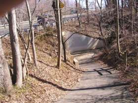 The trail goes through a tunnel under Baron Cameron Av.