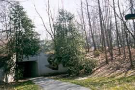 The trail enters a tunnel under Moorings Dr.