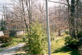 Turn right and follow asphalt path down hill at swimming pool.