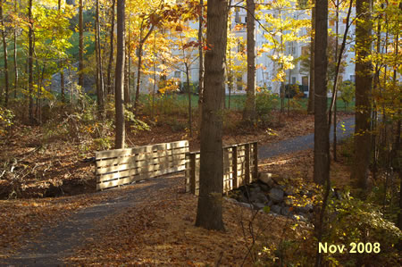 The trail crosses a bridge.