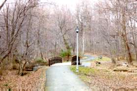 The trail crosses a bridge.