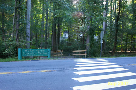 The walk starts where Glade Stream crosses Soapstone Drive at the sign for the Walker Nature Education Center.