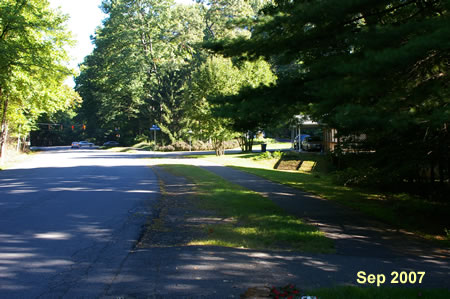 Walk on the trail along the side of Soapstone Rd as it starts on the right just after Clipstone Ln.