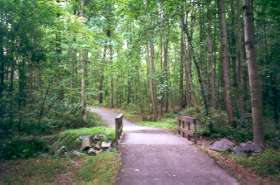 Trail crosses bridge.