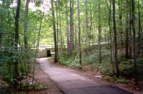 Correct trail passes through tunnel under Soapstone Dr.