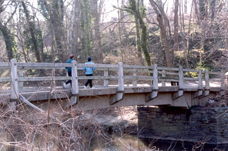 The path turns right and crosses Rock Creek.