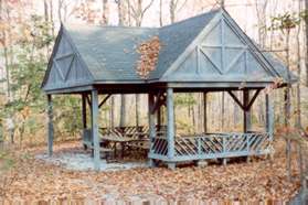 The walk starts at the stone dust trail through the picnic pavillion in back of the nature house.