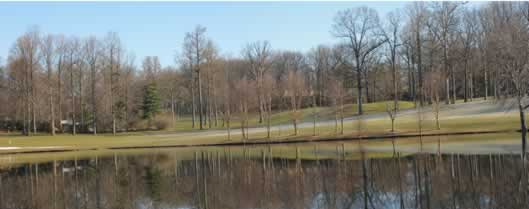 Links Pond can be seen on the right with the golf course on the other side.