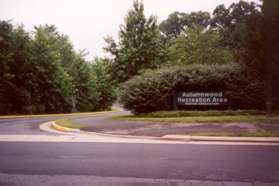 Turn right and follow trail at the entrance to Autumnwood Recreation Area.