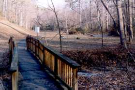 The trail crosses a bridge over the creek.  This marks another civic association boundary line.