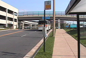 This view shows a bus entering the terminal from Sunrise Valley Dr.