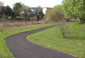 Turn right to follow the asphalt trail through the meadow..